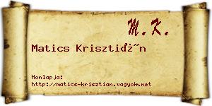 Matics Krisztián névjegykártya